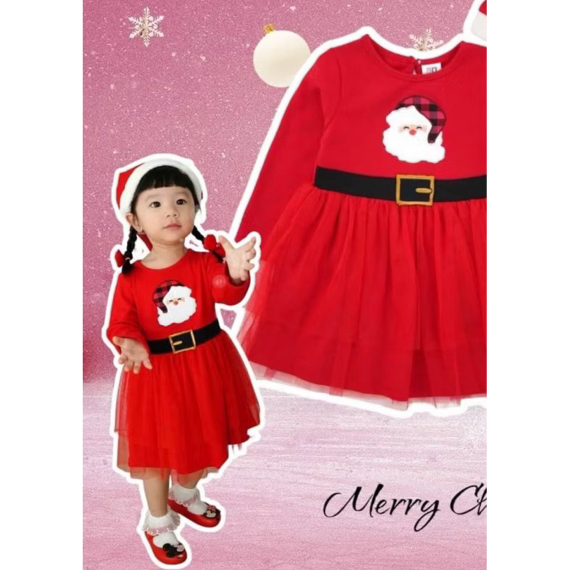 🩷ชุดคริสมาสต์ ชุดซานตี้ แบรนด์ BNO มือสอง ไซส์ 3 ขวบ