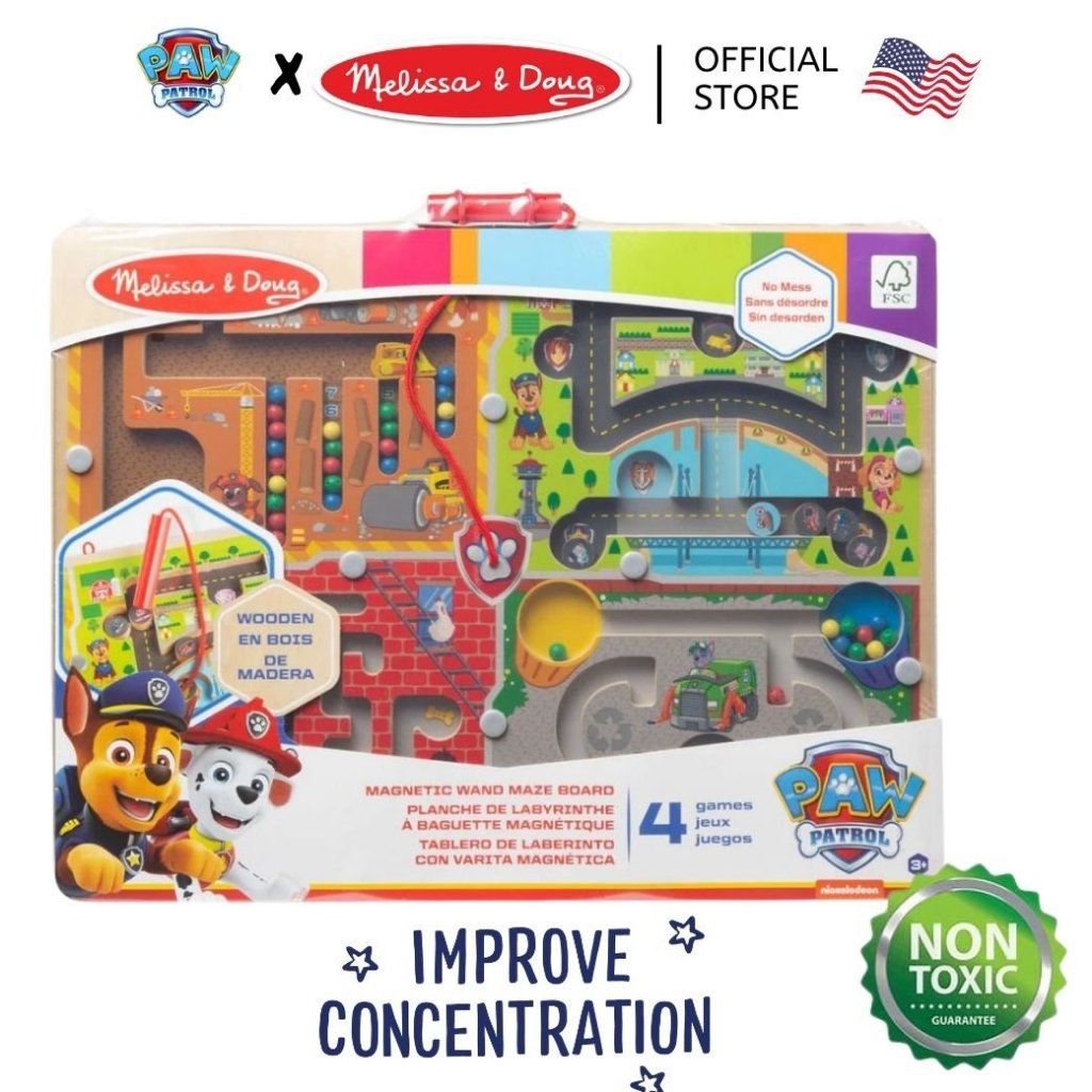 Melissa & Doug x Paw Patrol เกมเขาวงกต ฝึกนับเลข ปากกาลากแม่เหล็ก Magnetic Wand Maze Board เหมาะสำหรับเด็ก 3 ขวบขึ้น