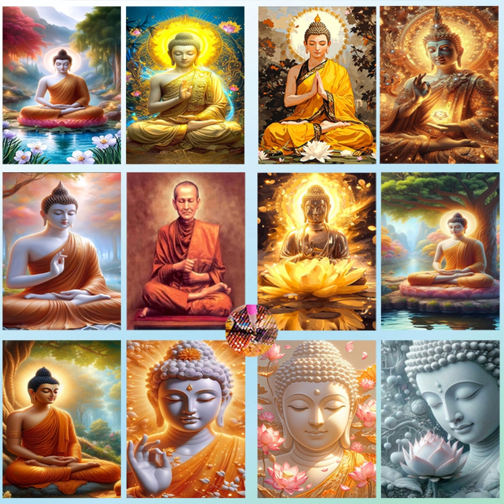 Diamond Painting 5D DIY พระ ศาสนา ครอสติสคริสตัล 5 มิติ ภาพติดเพชร ขนาด WxH 30x40 cm