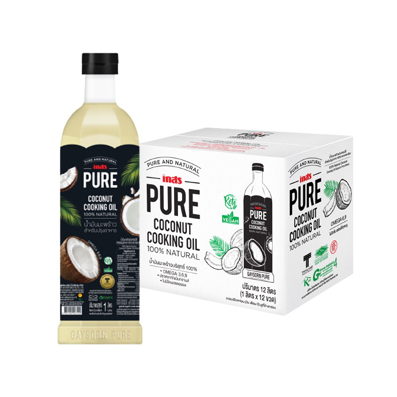 เกสร เพียว น้ำมันมะพร้าว Gaysorn Pure ขนาด 1 ลิตร (ยกลัง 12 ขวด)