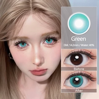 [จัดส่งจากประเทศไทยและจัดส่งรวดเร็ว] คอนแทคเลนส์คอสเพลย์สามสีสีฟ้าสีเขียวสีเหลือง 1 คู่คอสเพลย์ 14.2 มม.