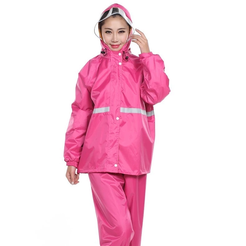 ชุดกันฝน เสื้อ+กางเกง หมวกติดเสื้อ มีแถบสะท้อนแสง เสื้อกันฝน PVC #7991 thumbnail 7