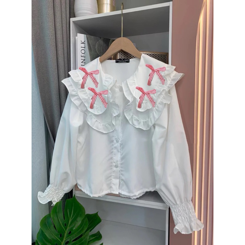 เสื้อเชิ้ตคอปกสองชั้นลายน่ารักมาก(พร้อมส่ง)🌻🍒