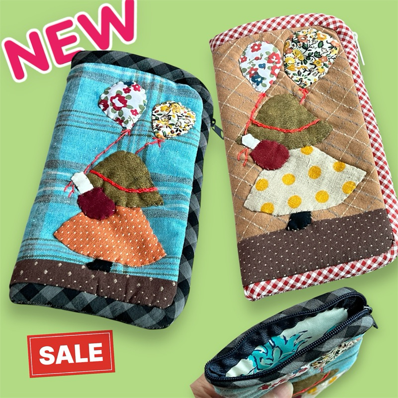 ซองมือถือกระเป๋าผ้า Appliqué ใส่ธนบัตรหรือโทรศัพท์มือถือ  ++