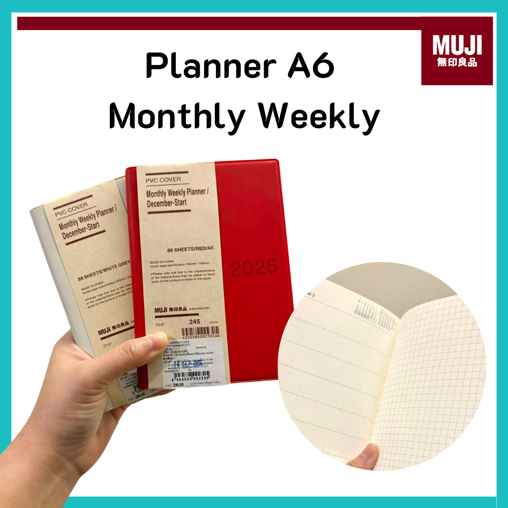 MUJI มูจิ 🇯🇵 [A6] แพลนเนอร์ Planner ขนาด A6 สมุดจดตางราง วางแผนชีวิต ปี 2026 Monthly / Weekly