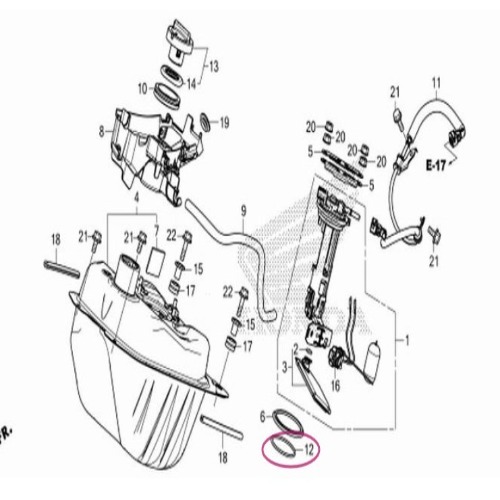 โอริงปั๊มน้ำมันเชื้อเพลิง  สำหรับรถรุ่น  PCX 150(17572-GGL-J00)