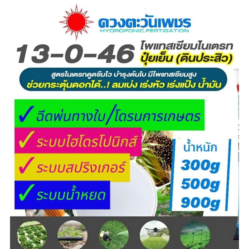 🫧💦 ปุ๋ยเกล็ด/ปุ๋ยทางใบ 13-0-46 🌸กระตุ้นการออกดอก ช่วยเปิดตาดอก 🥭ขยายผล-หัว เพิ่มแป้ง-น้ำตาล บำรุง🪵ต้
