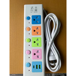 {ห่อกันกระแทก} ปลั๊กไฟ 4ช่อง2USB ปลั๊กพ่วง ปลั๊กไฟUSB รางปลั๊กไฟ กันไฟสองชั้นปลั๊กไฟ