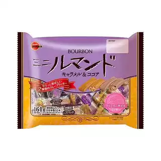 [พร้อมส่ง]Bourbon Mini Lumand Caramel & Cocoa Family Size 161g เครปคุกกี้ ครีมคาราเมลและครีมโกโก้รสชาติเข้มข้น