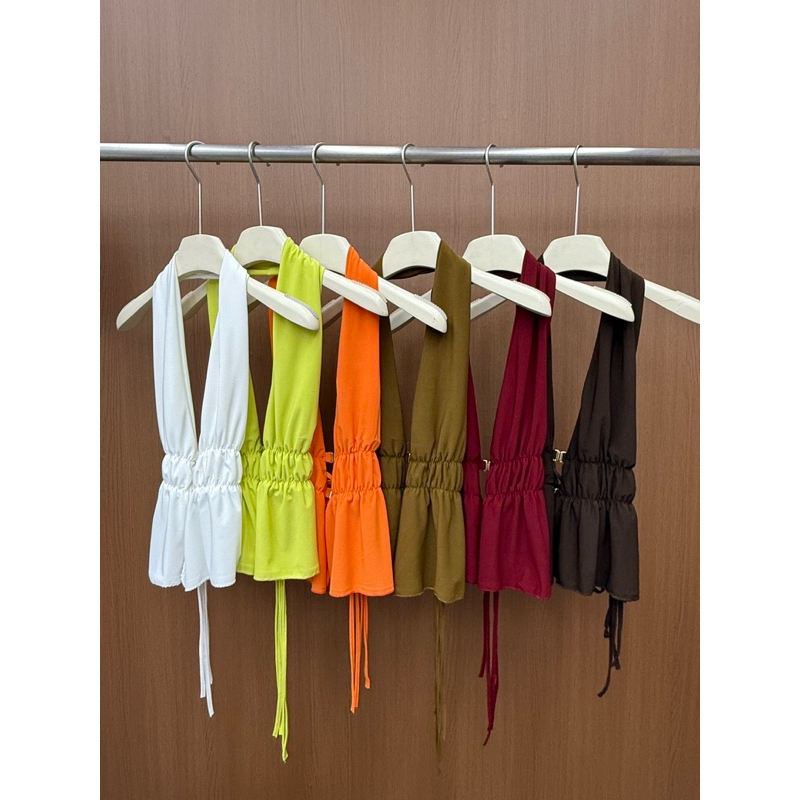 MT01-เสื้อคล้องคอผูกหลัง มี 12 สี ยืดได้เยอะ สาวอวบใส่ได้ รูปที่ 7