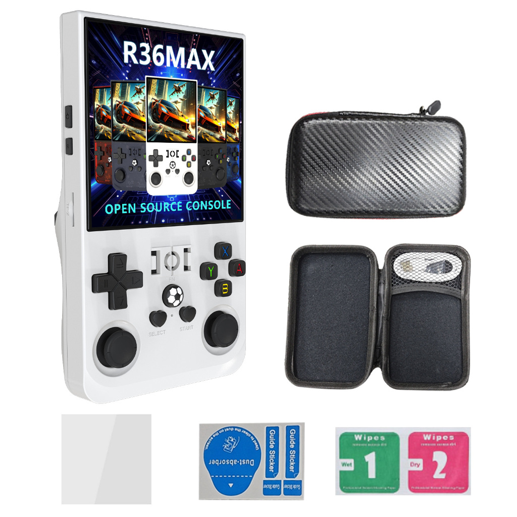 (แถม กระเป๋า+ฟิล์ม)เครื่องเกมพกพา R36MAX จอIPS 4นิ้ว+ความจำ 128GB+20,000เกม รองรับเกมPSP NDS N64 Ps1