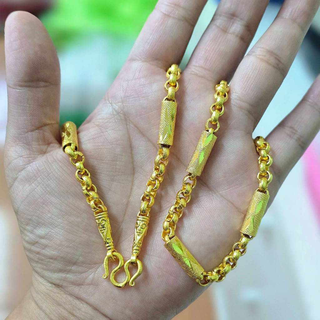 สร้อยคอ ผ่าหวายคั่นปล้อง นน 1,2,3บาท ตะขอมีตราปั้ม