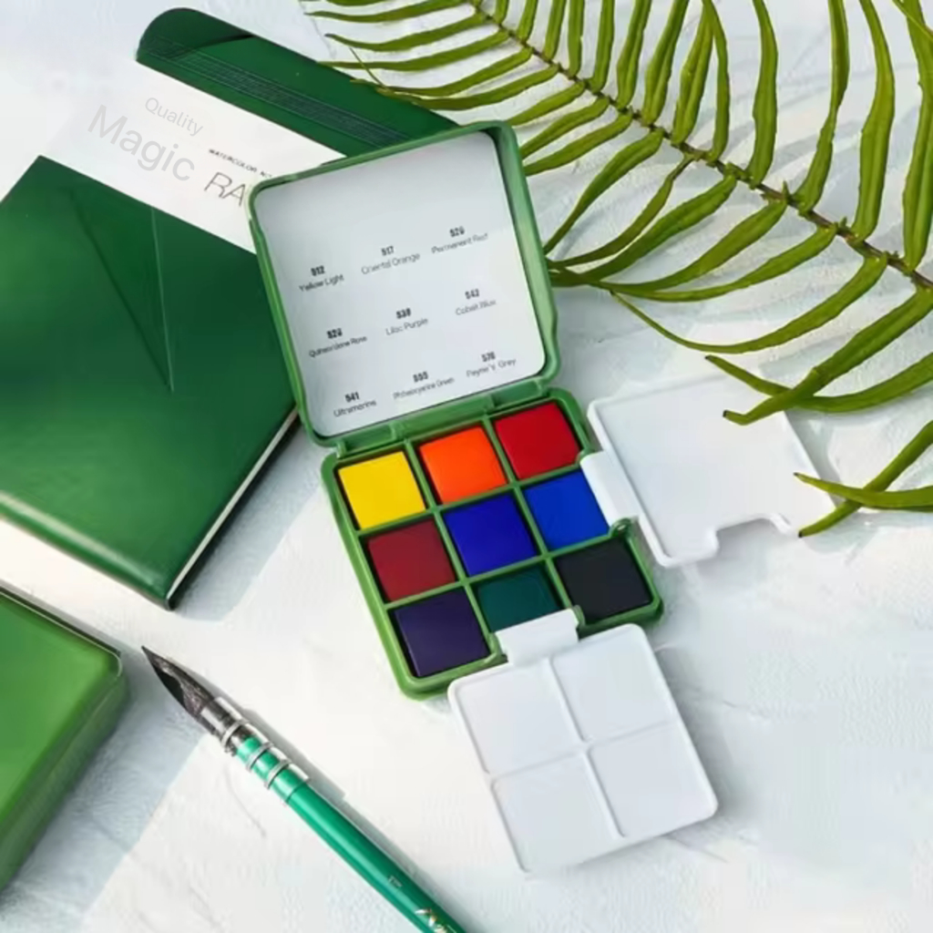 RUJI สีน้ำตลับ พกพา Japanese Design สีน้ำก้อน คุณภาพเยี่ยม Traveller Water Colour Set MAIRTINI BRILLIANT RAYS รุจิ