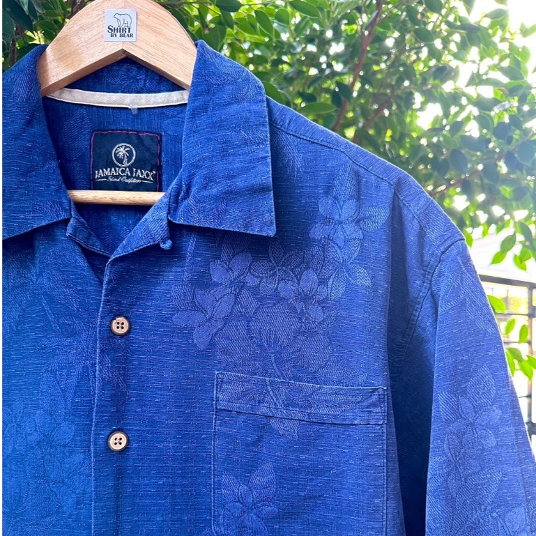 เสื้อฮาวายมือสอง Size 2XL (อก 48") แบรนด์ JAMAICA JAXX - ผ้า Silk เสื้อฮาวายหุ่นหมี🐻