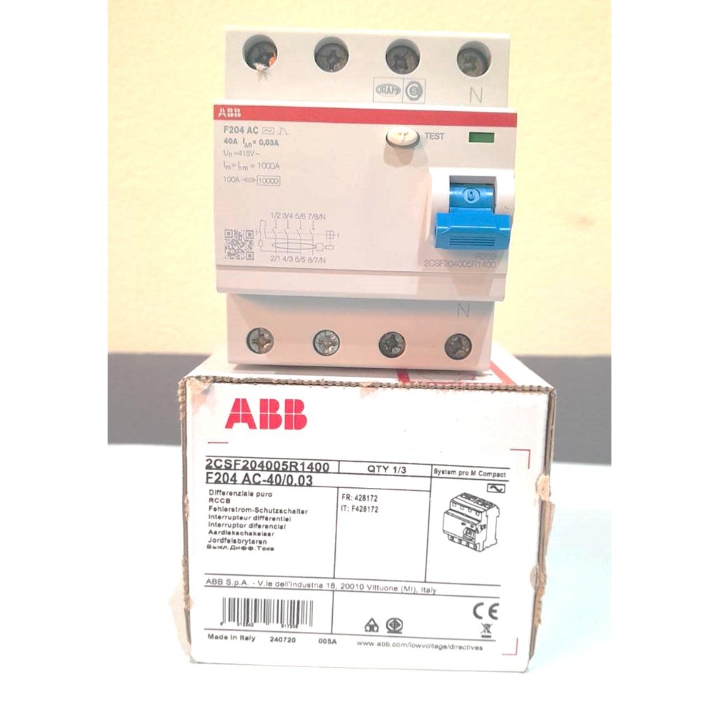 เบรกเกอร์กันดูด RCCB ABB FH204 AC-40/0.03 4P 40A