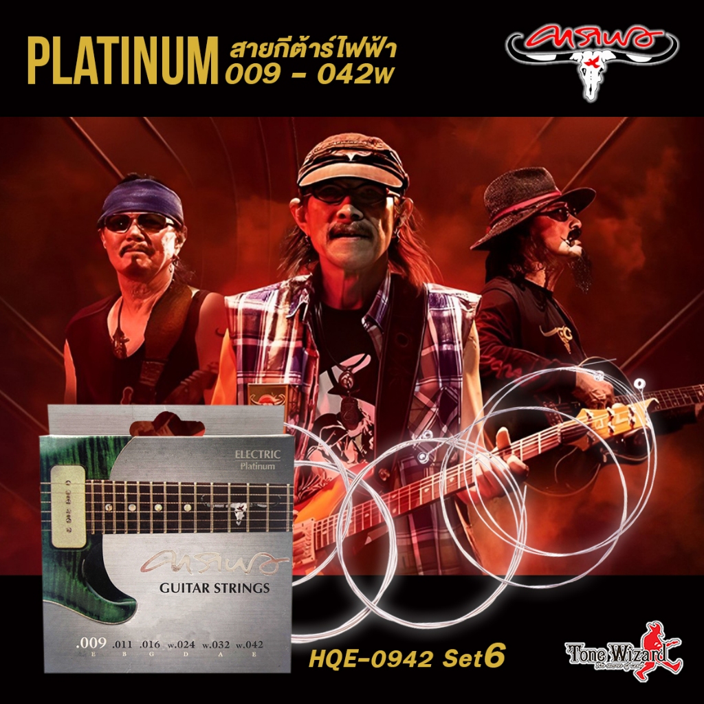CARABAO สายกีต้าร์ไฟฟ้า Strings รุ่น " HQE-0942 Set6 " ขนาดเบอร์ .009 - .042 (250)