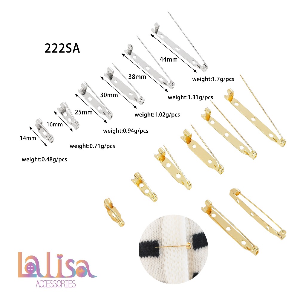 เข็มกลัดซ่อนปลาย เข็มกลัดเสื้อผ้า เข็มกลัดติดด้านหลังเข็ม (6ชิ้น) copper brooch 222SA