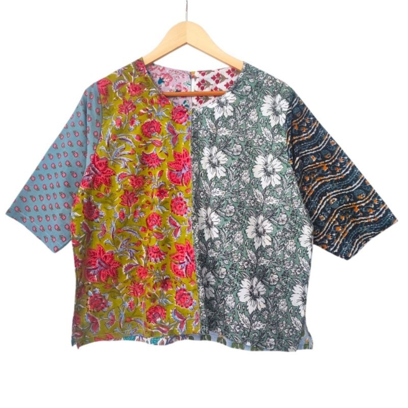 เสื้อคอกลมแขนเลยศอก หน้าอก 44" ยาว22" ผ้าคอตต้อนอินเดีย ทรงสวย ใส่ออกมาน่ารักมาก