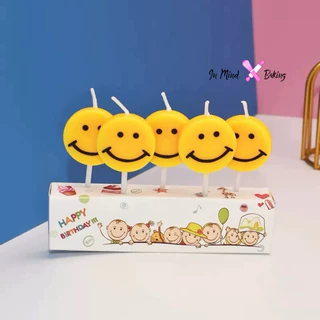 เทียนหน้ายิ้มสีเหลือง เทียนวันเกิด (กล่อง5ชิ้น)(เทียนยิ้ม-01)