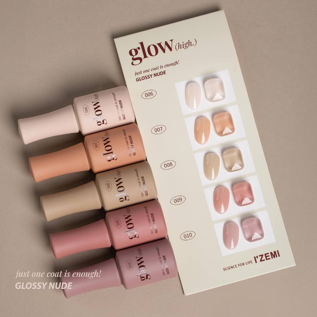 CAREGEL IZEMI Glow(high.) 2 GLOSSY NUDE สีเจลเนื้อ Glow 5 เฉดสี แคร์เจล