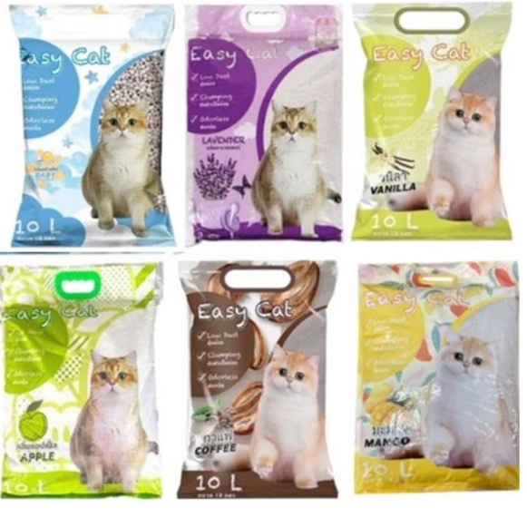 ทรายแมว Easy Cat ขนาด 10L ทรายแมวเบนโทไนต์ ทรายแมวราคาถูก ไร้ฝุ่น จับตัวเป็นก้อนได้ดี*โปรดอ่านรายละเอียดก่อนสั่งซื้อ