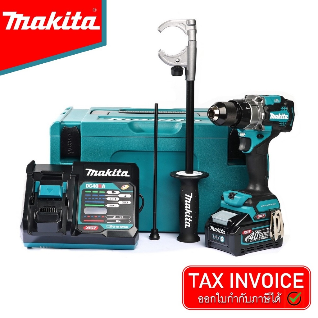 MAKITA สว่านกระแทกไร้สาย 40 โวลต์ ขนาด 13 มม. (1/2 นิ้ว) รุ่น HP001GM101 รวมแบตเตอรี่-แท่นชาร์จ