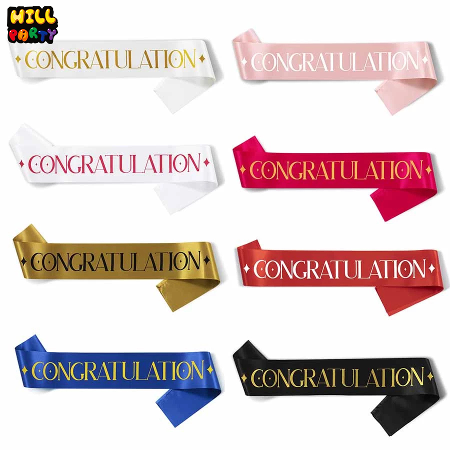 สายสะพาย พิมพ์ลาย Congratulation สำหรับการจบการศึกษา อุปกรณ์ตกแต่งปาร์ตี้ พร้อมส่งจากไทย！！！
