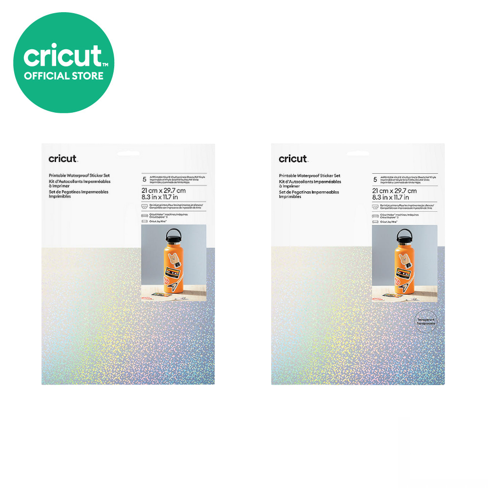 Cricut Printable Waterproof Holographic Sticker Set ขนาด 8.3x11.7 นิ้ว