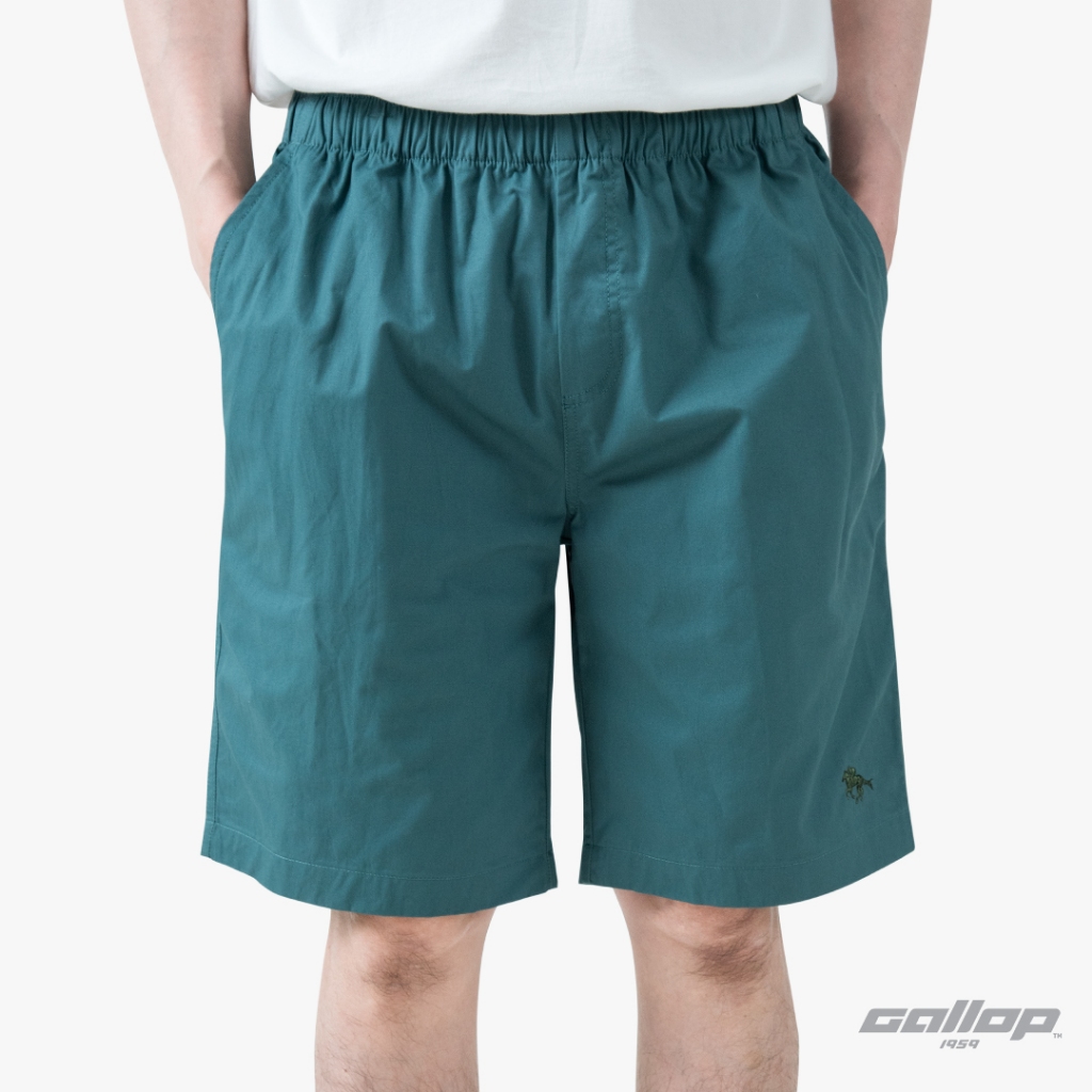 GALLOP : Twill Shorts กางเกงขาสั้นเอวยางยืดผู้ชาย รุ่น GS9027 สี Sea Green - เขียวน้ำทะเล / ราคาปกติ 1490.-