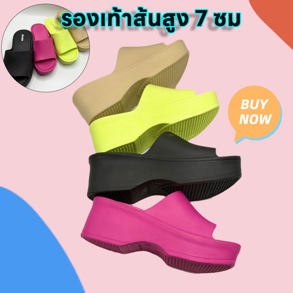 COD คนสวยใส่รองเท้าคู่นี้ รองเท้าแตะ แบบลำลอง รองเท้าแตะลําลองแฟชั่นส้นสูง ส้นสูง หนา 7 ซม เหมาะสำหรับผู้หญิง