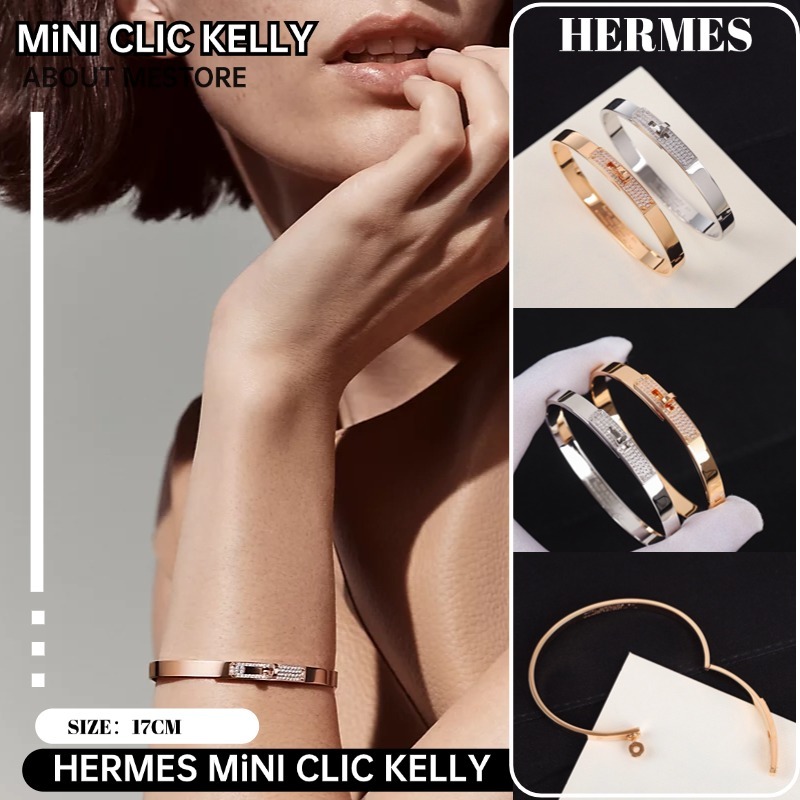 【NEW】Hermès Kelly Bracelet สร้อยข้อมือผู้หญิงประดับเพชรเม็ดเล็ก H110014B