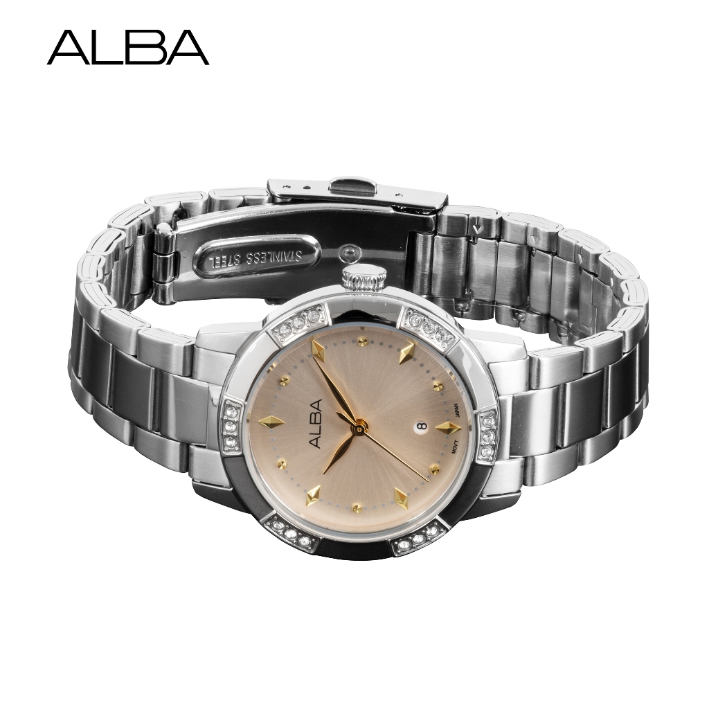 ALBA Ikebana Quartz อัลบา นาฬิกาข้อมือผู้หญิง รุ่น AH7DG1X ขนาด 32 mm.สีแชมเปญ - รูปที่ 2