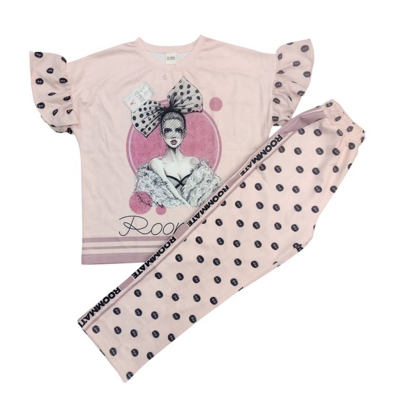 Rm25 ชุดเซ็ท แขนระบาย ขากระบอกตรงทรงสวยๆ  ผ้าสกูบ้า นุ่ม เรียบ ลื่น ฟรีไซส์