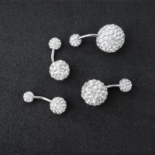 จิวสะดือ Crystal Balls Body Piercing Jewelry Belly Bar Navel Ring Stainless Steel Belly Button Ring