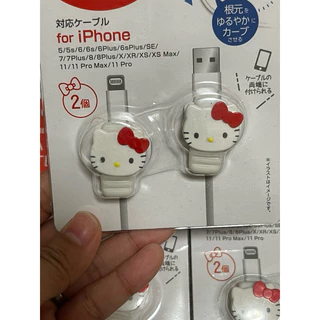 แบบครบ! พร้อมส่ง! 🇯🇵Kitty Sanrio mobile cable protector ที่กันสายชาร์จโทรศัพพ์หักคิตติ้ แท้ญี่ปุ่น ถนอมสายชาร์จซานริโอ้