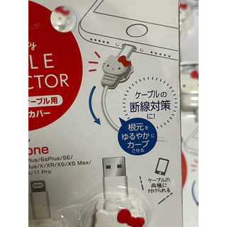 แบบครบ! พร้อมส่ง! 🇯🇵Kitty Sanrio mobile cable protector ที่กันสายชาร์จโทรศัพพ์หักคิตติ้ แท้ญี่ปุ่น ถนอมสายชาร์จซานริโอ้