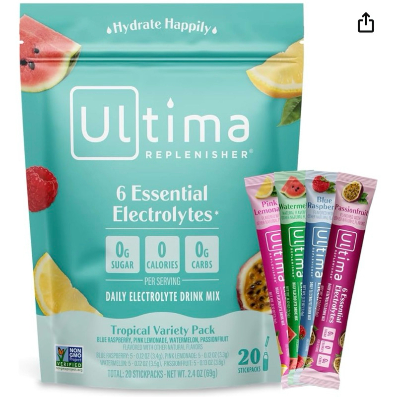 (พร้อมส่งจากไทย) Ultima Replenisher Daily Electrolyte Drink Mix (20 Stickpacks)