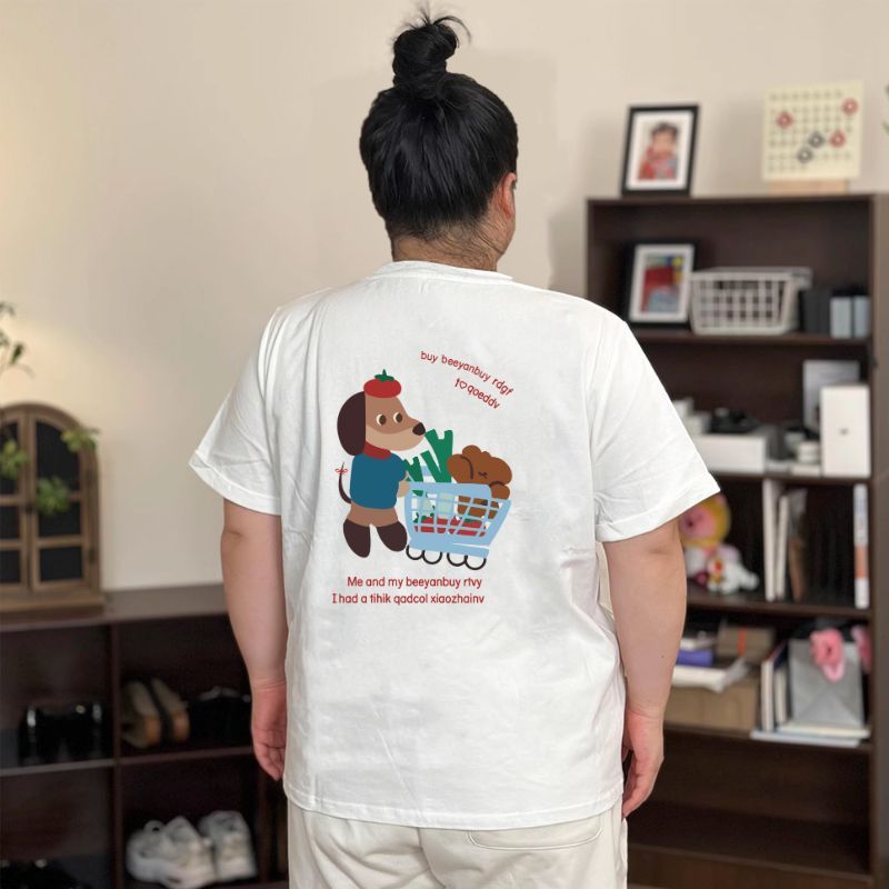 TeddyTee เสื้อยืด oversize สาวอวบ พลัสไซส์ สกรีนหน้าหลัง ลายน้องหมา ผ้าคอตตอน100% ใส่สบาย สไตล์เกาหลี มินิมอล น่ารักมาก