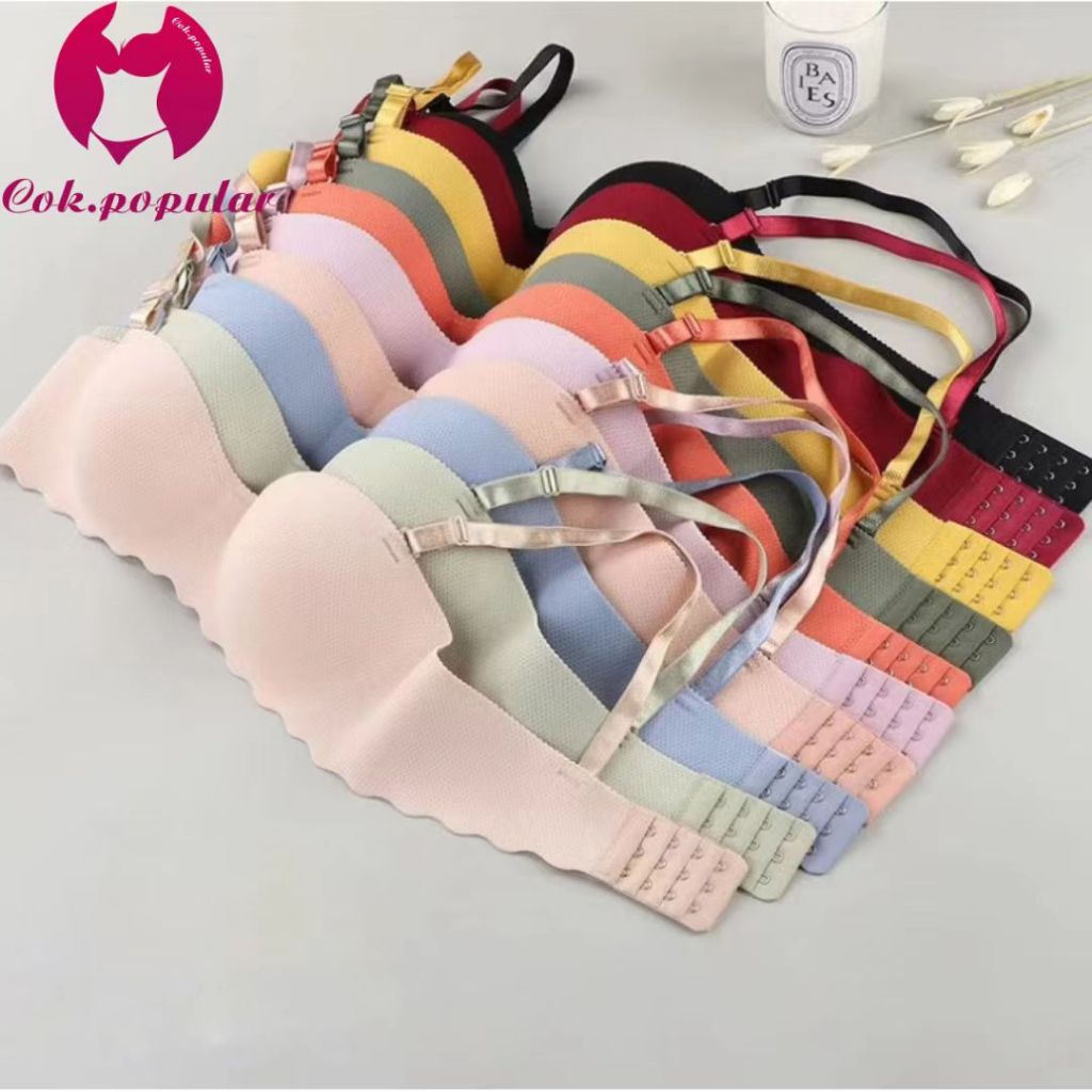 #027 มี10สี บราไร้ขอบ ไร้โครง บราเกาะอก ฟองน้ำ หนา 1ซม W COK