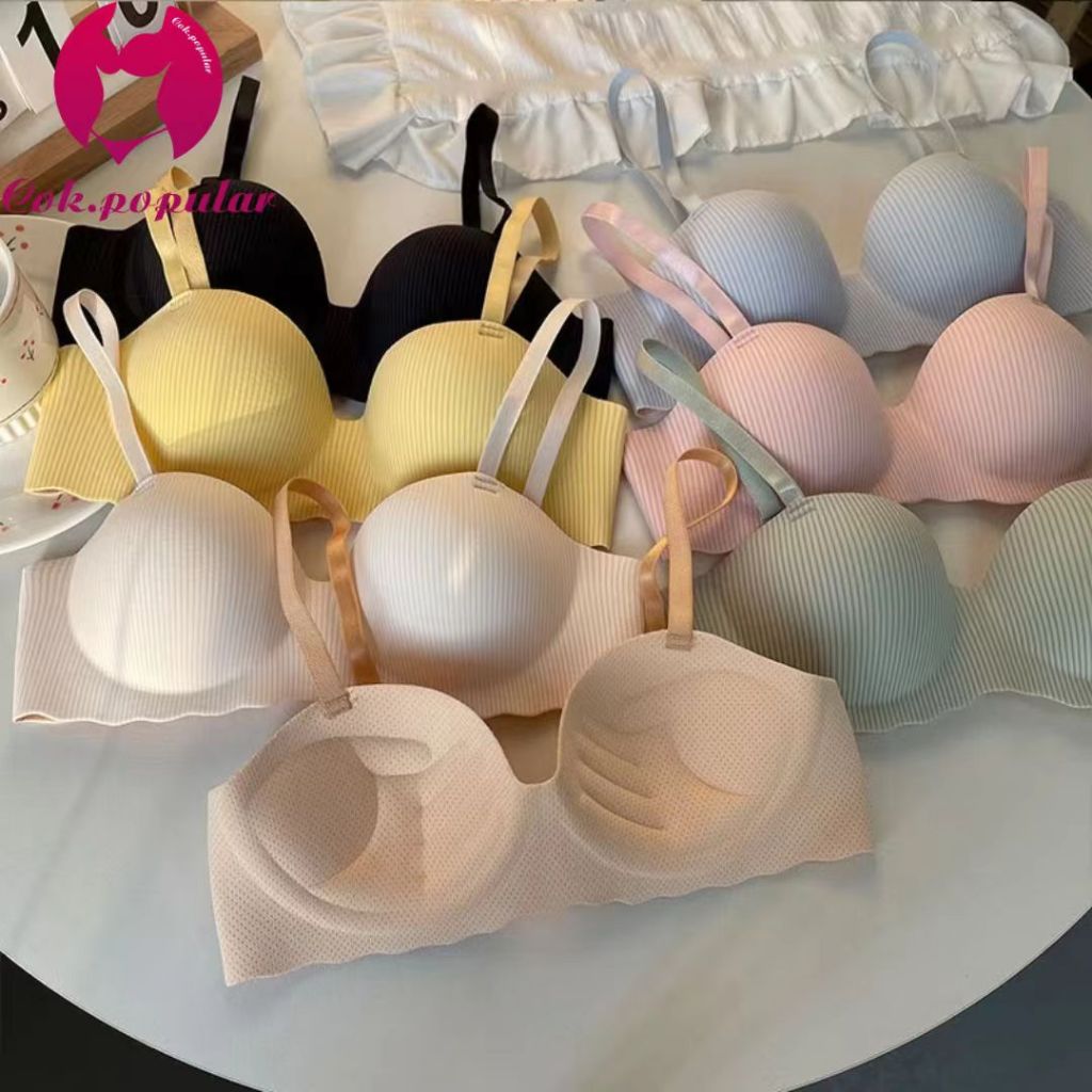 #102 สินค้าพร้อมส่งจากไทย เสื้อในไร้โครงสีพาสเทล 3 ตะขอเสริมฟองน้ำในตัว COK