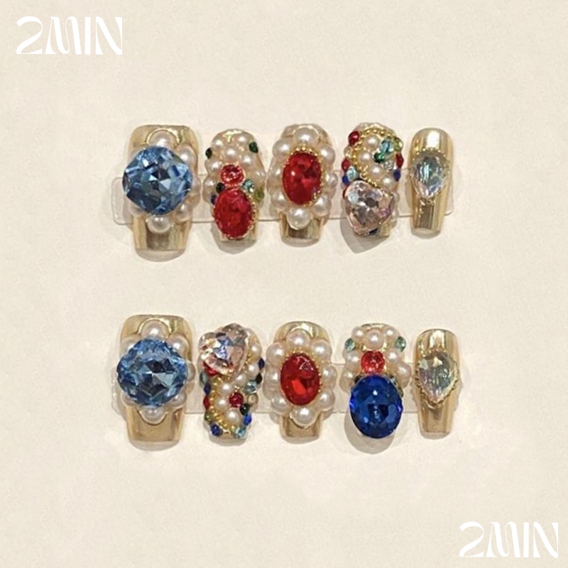 เล็บปลอม เล็บปลอมเจลแท้ 100% พร้อมส่งไทย 2MIN 10 ชิ้น/กล่อง แฮนด์เมด100%  ใช้ซ้ำได้ แถมฟรีชุดอุปกรณ์+กล่องเก็บเล็บ - รูปที่ 2