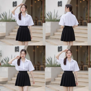 เสื้อนักศึกษา ทรงบอยไม่มีกระเป๋า ทรงบอยเข้ารูป บอยแขน 10 นิ้ว