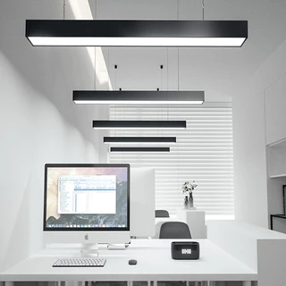 OIMIU Ceiling Lights Office Lamp โคมไฟออฟฟิศ โคมไฟห้อยสลิง LED 28W/36W/48W กรอบดำ แขวนสลิง (แสงขาว) ฟรีชุดสลิง โคมไฟแขวน