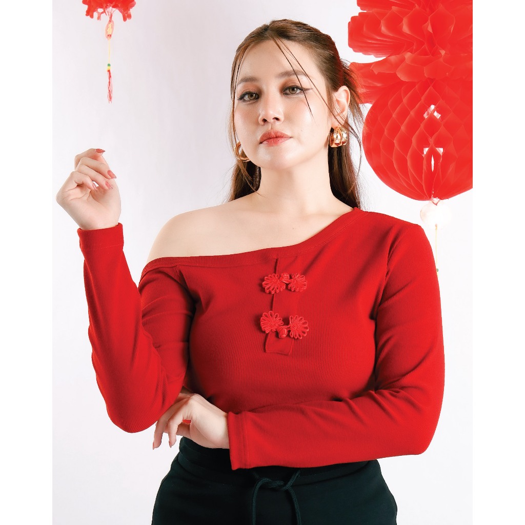 One Shoulder Ribbed Top กี่เพ้าปาดไหล่ทรงมินิมอล FMBL-F1T449 #CNY