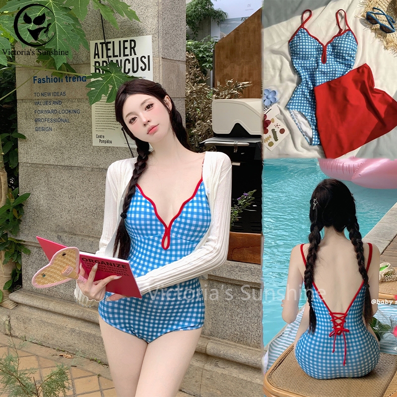 ชุดว่ายน้ำผู้หญิง วันพีช swimsuit women น่ารัก สาวอวบ มีฟองน้ำ beach#0277