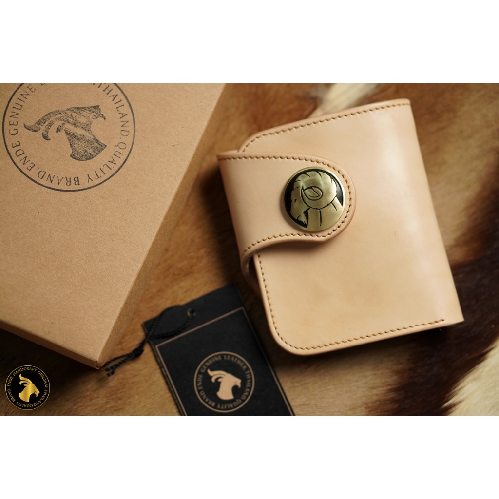 กระเป๋าสตางค์ ใบสั้น มีกระดุม หนังวัวฟอกฝาด EP-20I