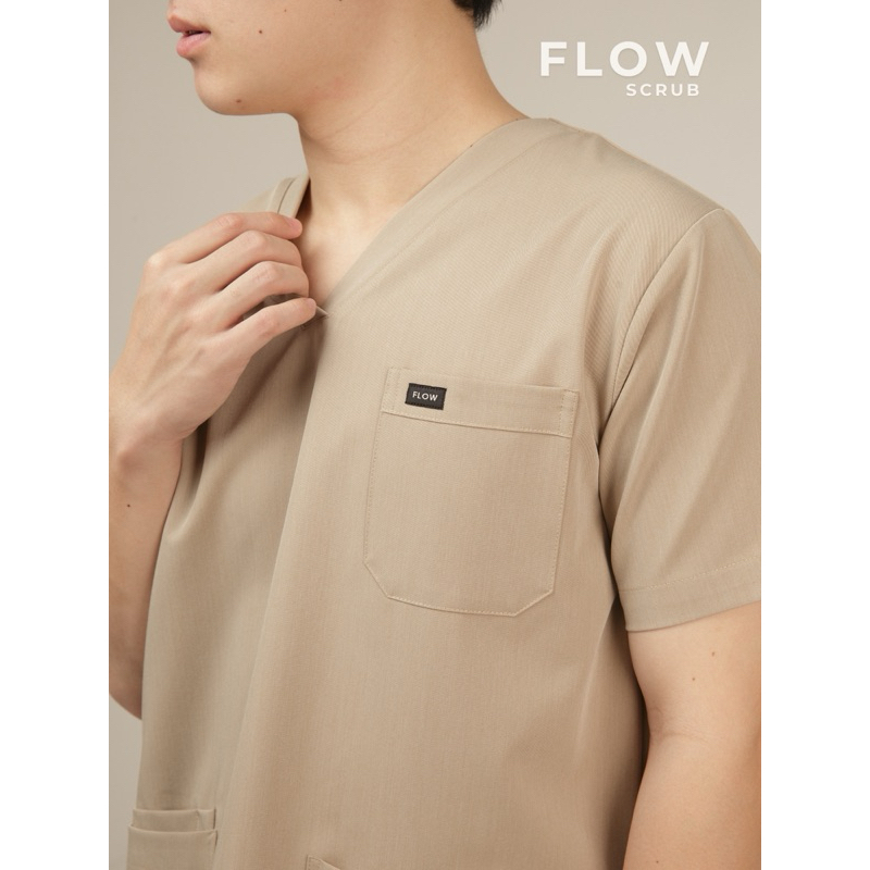 TOPS เฉพาะเสื้อ UNISEX FLOW SCRUB สี SAND