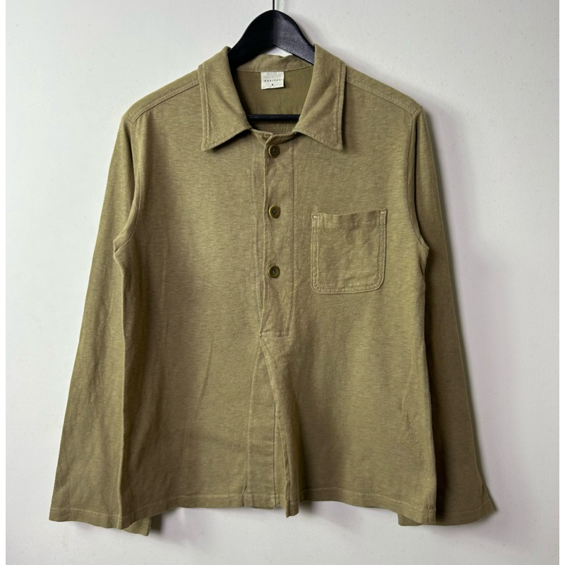 brown cotton long sleeve polo shirt kapital japan