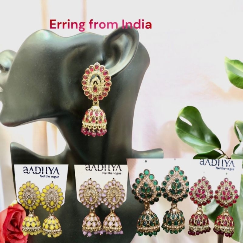 🎉Erring from india ตุ้มหูนำเข้าจากอินเดีย งานหรูหรามหารานี มีสีให้เลือกพร้อมส่งค่ะ