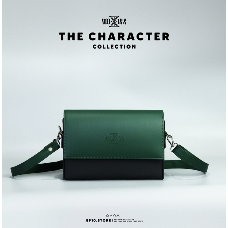 THE CHARACTER มี 4 สี แบรนด์ 8910 กระเป๋าหนัง สะพายข้าง ทรงกล่อง ตั้งได้ แบรนด์ไทย หนังกันน้ำ